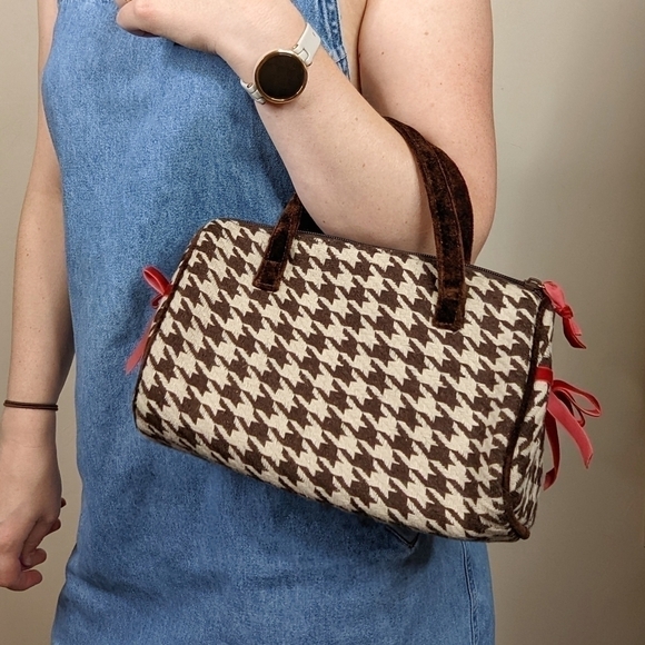 Boutique Y2K 2000s Herringbone Mini Micro Purse Bag - Picture 1 of 5